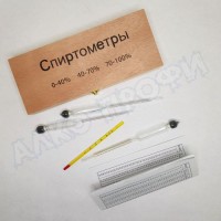 Набор ареометров (спиртометры) в деревянном футляре